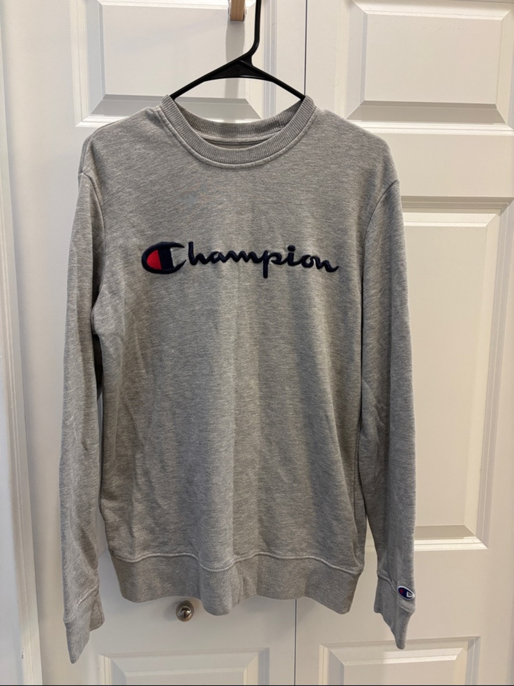 Champion Gray Crewneck Sweatshirt with Embroidered Logo